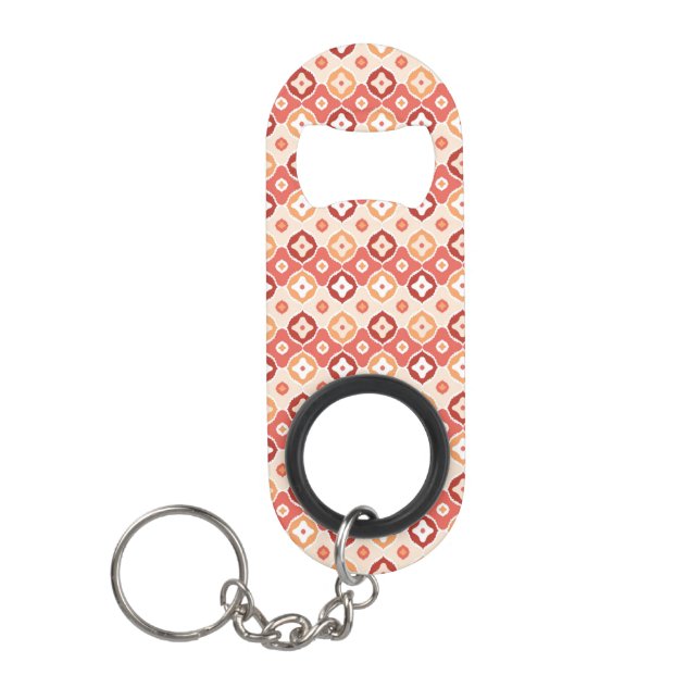 Golden ikat geometric pattern keychain bottle opener (Front)