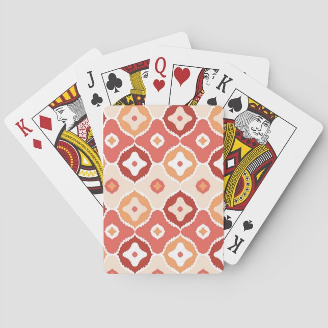 Golden ikat geometric pattern poker cards (Back)