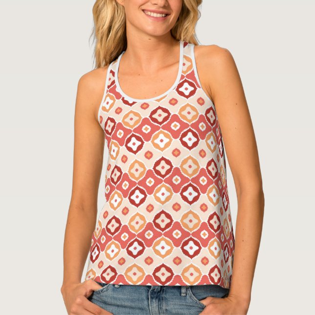 Golden ikat geometric pattern tank top (Front)