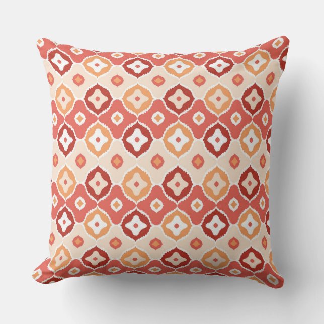 Golden ikat geometric pattern throw pillow (Front)