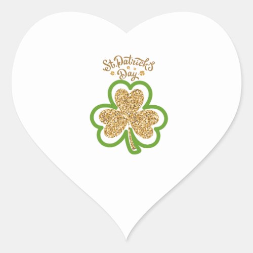  Golden Illustrated Minimalist St Patricks Day  Heart Sticker