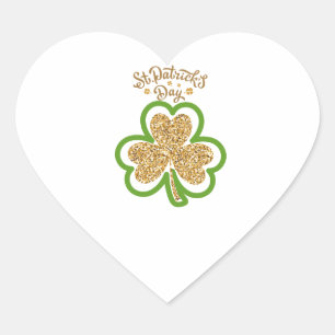 Golden Illustrated Minimalist St. Patrick's Day Heart Sticker