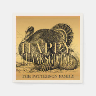 Golden illustration Turkey personalized P Napkin