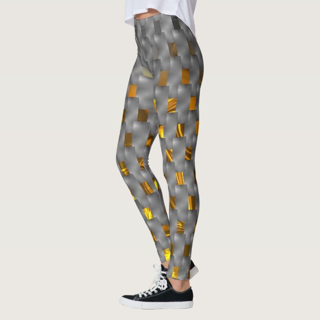 Golden image up gray plates, rectangular shapes leggings (Left)