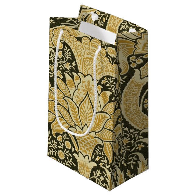 Golden Indian Pattern, William Morris Small Gift Bag (Front Angled)