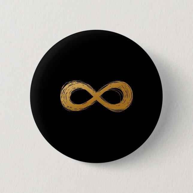 Golden Infinity Neurodiversity Symbol - Autism Awa Button (Front)