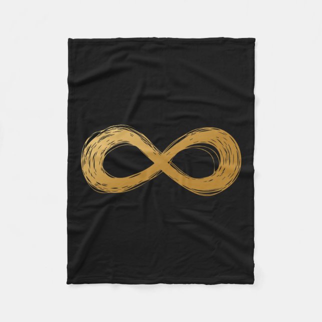 Golden Infinity Neurodiversity Symbol - Autism Awa Fleece Blanket (Front)