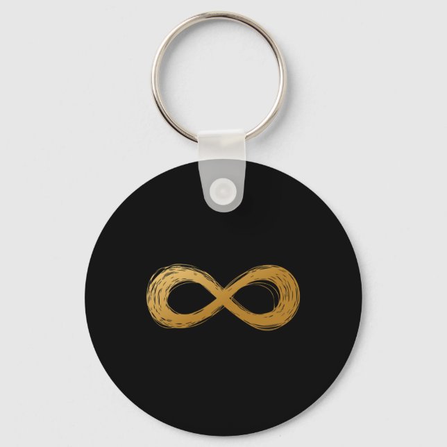 Golden Infinity Neurodiversity Symbol - Autism Awa Keychain (Front)