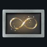 Golden Infinity Symbol Belt Buckle<br><div class="desc">Gold,  jewelry infinity symbol with gold stars on a black background. Design with gold  star.</div>