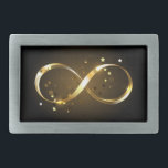 Golden Infinity Symbol Belt Buckle<br><div class="desc">Gold,  jewelry infinity symbol with gold stars on a black background. Design with gold  star.</div>