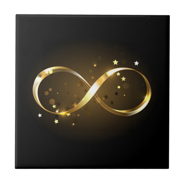 Golden Infinity Symbol Ceramic Tile (Front)