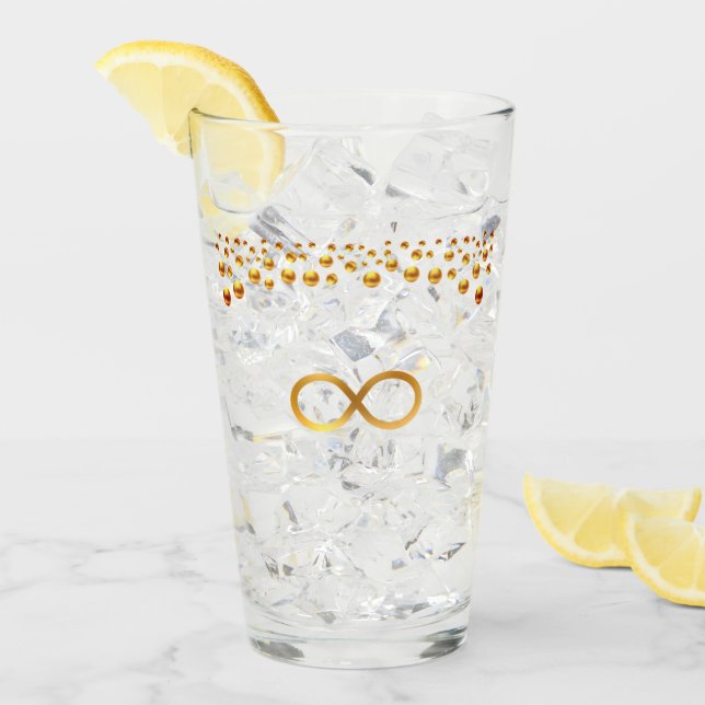 Golden Infinity Symbol & Confetti Glass (Front Ice)