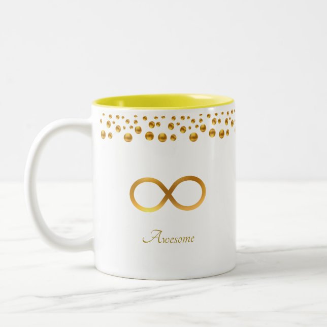 Golden Infinity Symbol & Confetti  Two-Tone Coffee Mug (Left)