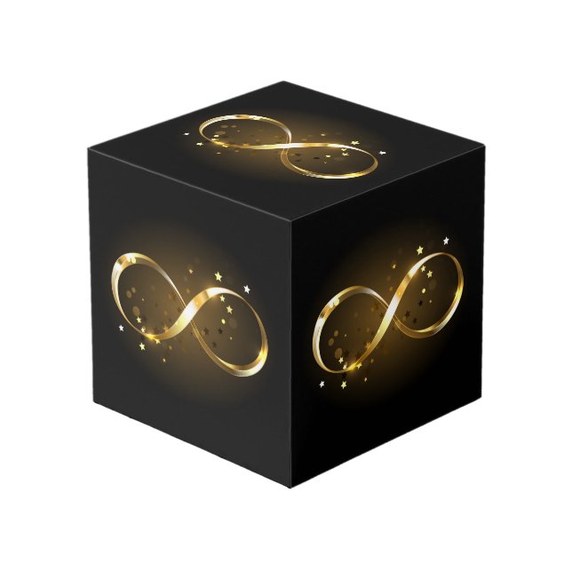 Golden Infinity Symbol Cube (Front Angled)