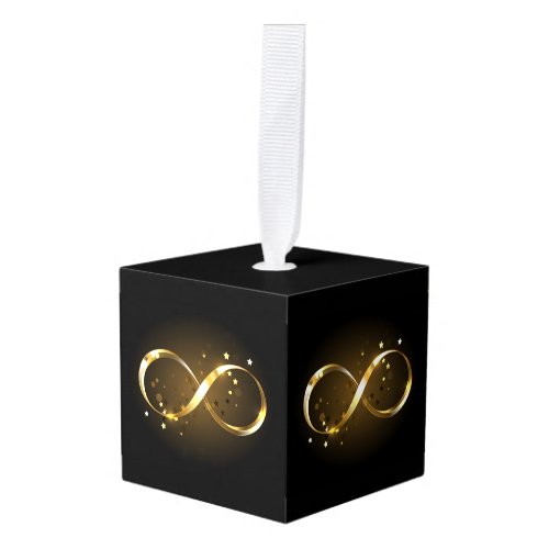 Golden Infinity Symbol Cube Ornament