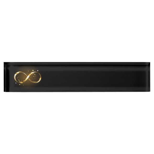 Golden Infinity Symbol Desk Name Plate (Front)