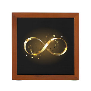 Golden Infinity Symbol Desk Organizer