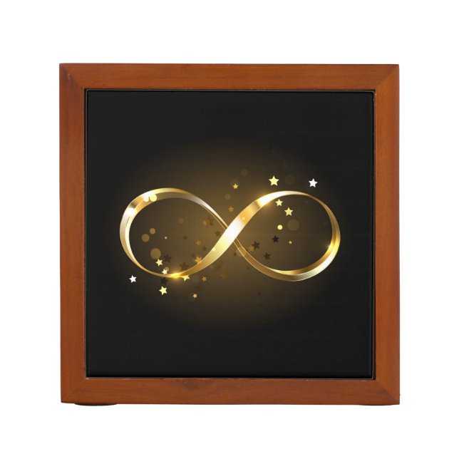 Golden Infinity Symbol Desk Organizer (Front)