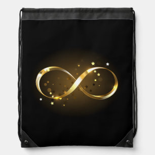 Golden Infinity Symbol Drawstring Bag