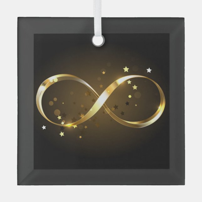 Golden Infinity Symbol Glass Ornament (Front)