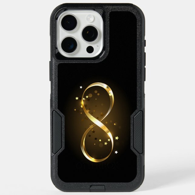 Golden Infinity Symbol iPhone 15 Pro Max Case (Back)