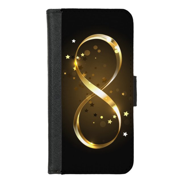 Golden Infinity Symbol iPhone Wallet Case (Front)