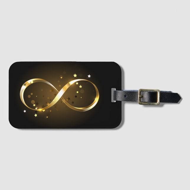 Golden Infinity Symbol Luggage Tag (Front Horizontal)