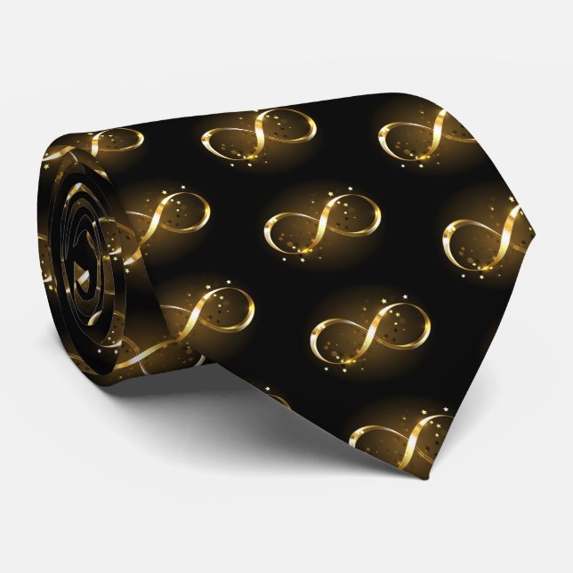 Golden Infinity Symbol Neck Tie (Rolled)
