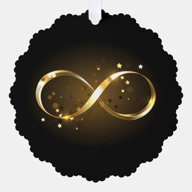 Golden Infinity Symbol Ornament Card (Front)