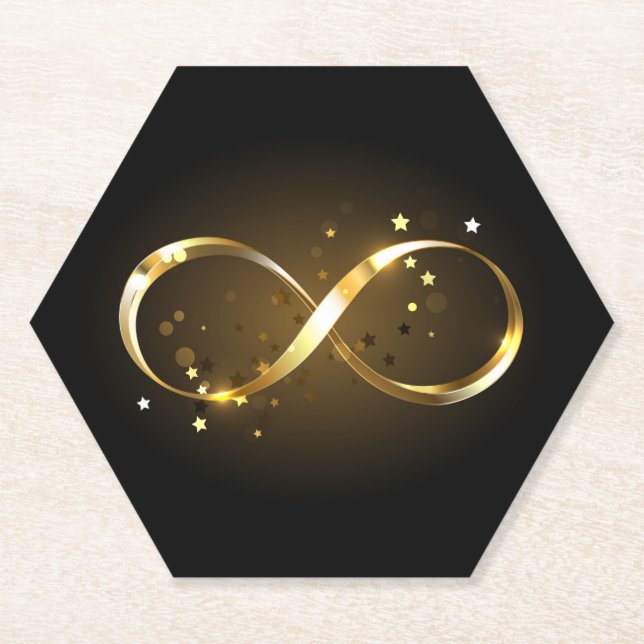 Golden Infinity Symbol Paper Coaster (Front)