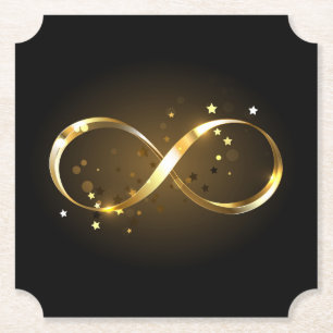 Golden Infinity Symbol Paper Coaster