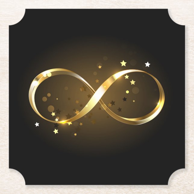 Golden Infinity Symbol Paper Coaster (Front)