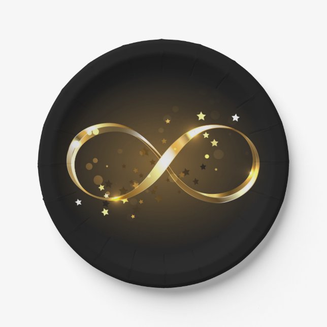 Golden Infinity Symbol Paper Plates (Front)
