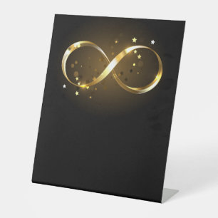 Golden Infinity Symbol Pedestal Sign