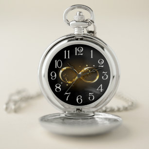 Golden Infinity Symbol Pocket Watch