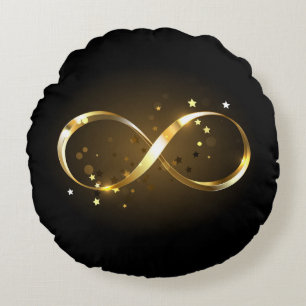 Golden Infinity Symbol Round Pillow