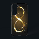 Golden Infinity Symbol Samsung Galaxy S22 Case<br><div class="desc">Gold,  jewelry infinity symbol with gold stars on a black background. Design with gold  star.</div>