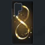 Golden Infinity Symbol Samsung Galaxy S22 Ultra Case<br><div class="desc">Gold,  jewelry infinity symbol with gold stars on a black background. Design with gold  star.</div>
