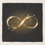 Golden Infinity Symbol Scarf<br><div class="desc">Gold,  jewelry infinity symbol with gold stars on a black background. Design with gold  star.</div>