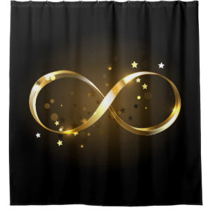 Golden Infinity Symbol Shower Curtain