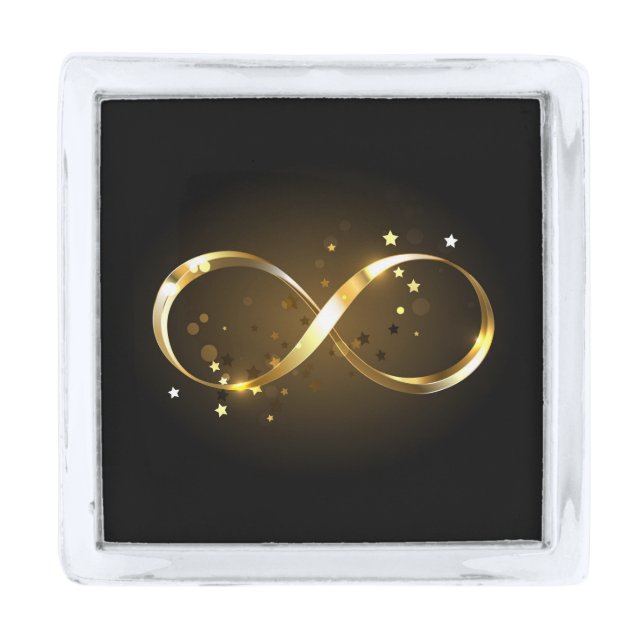 Golden Infinity Symbol Silver Finish Lapel Pin (Front)
