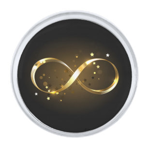 Golden Infinity Symbol Silver Finish Lapel Pin