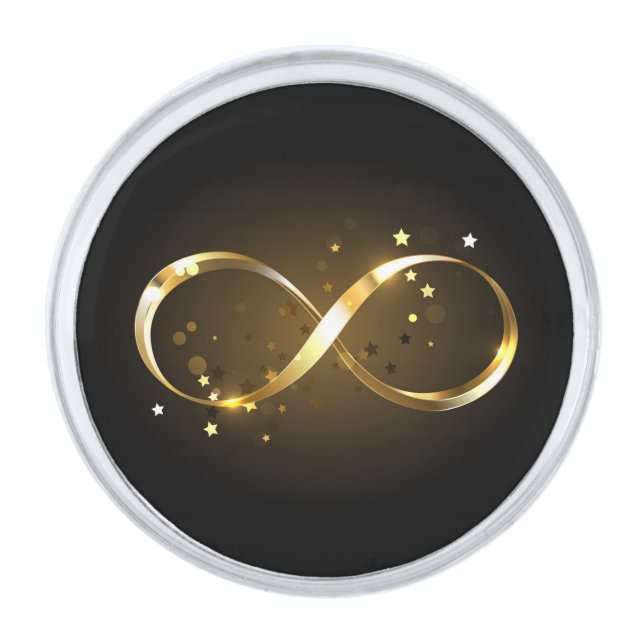 Golden Infinity Symbol Silver Finish Lapel Pin (Front)