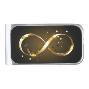 Golden Infinity Symbol Silver Finish Money Clip