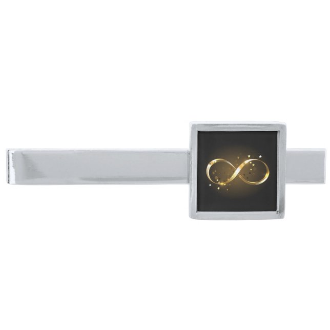 Golden Infinity Symbol Silver Finish Tie Bar (Front)
