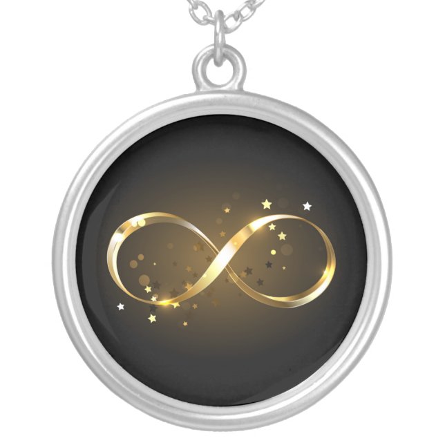 Golden Infinity Symbol Silver Plated Necklace (Front)