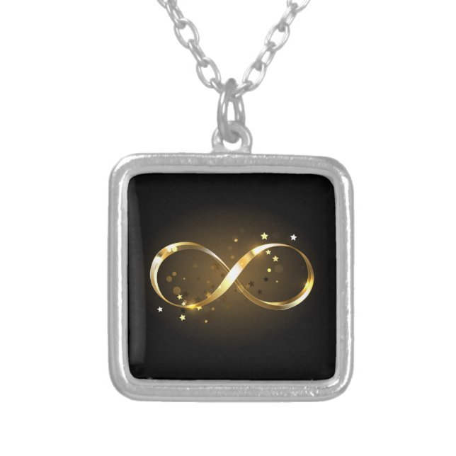 Golden Infinity Symbol Silver Plated Necklace (Front)