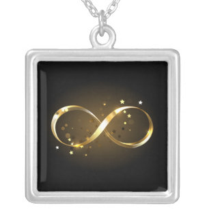 Golden Infinity Symbol Silver Plated Necklace