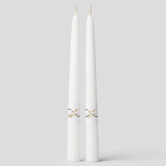 Golden Infinity Symbol Taper Candle (Front)