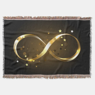 Golden Infinity Symbol Throw Blanket
